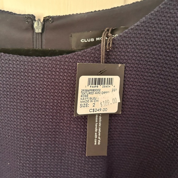 NWT: CLUB MONACO NAVY DRESS WITH BELT - Picture 2 of 4